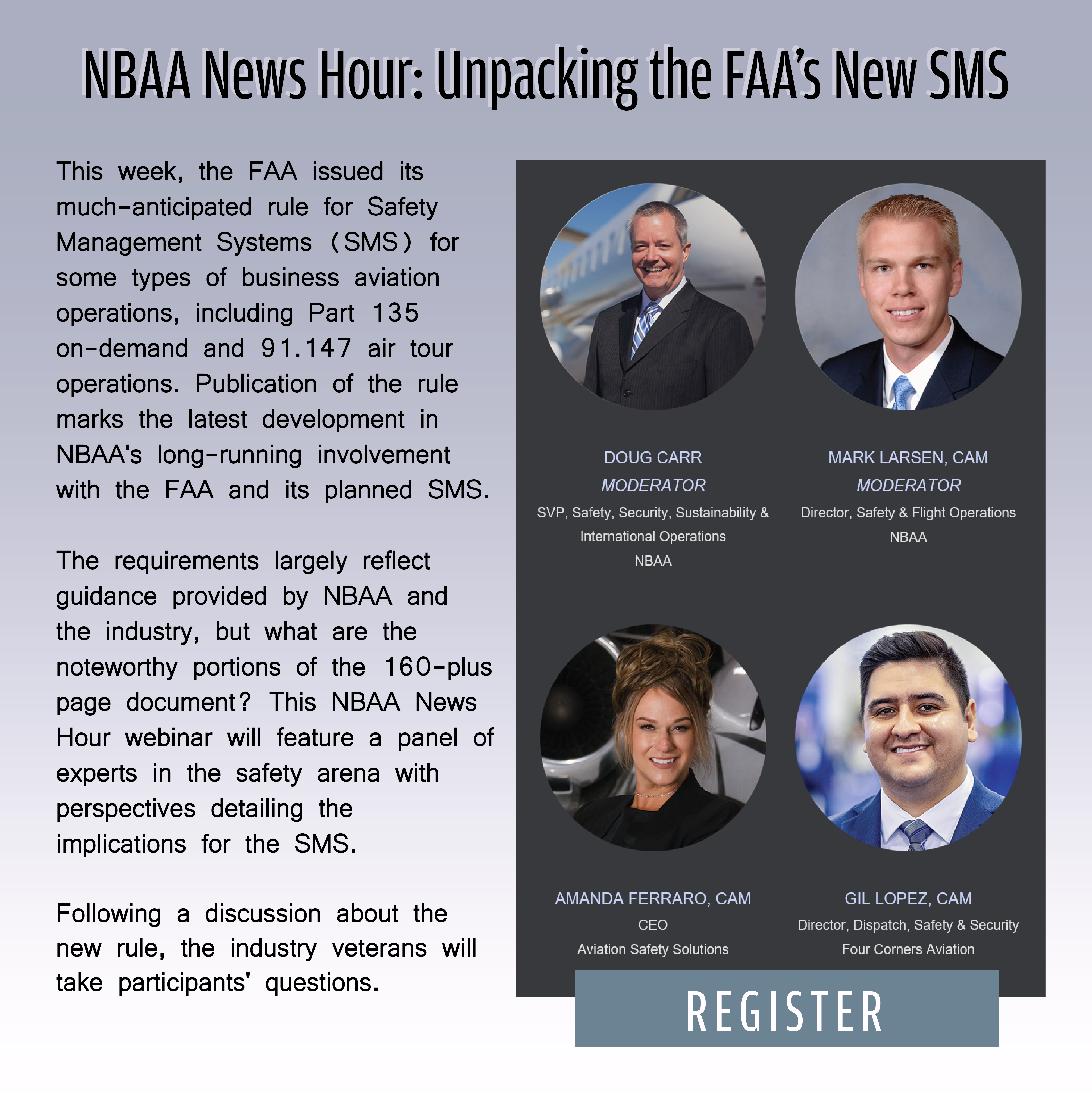 This week, the FAA issued its much-anticipated rule for Safety Management Systems (SMS) for some types of business aviation operations, including Part 135 on-demand and 91.147 air tour operations. Publication of the rule marks the latest development in NBAA's long-running involvement with the FAA and its planned SMS.